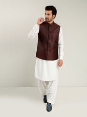 Black & Maroon Jacquard Waistcoat