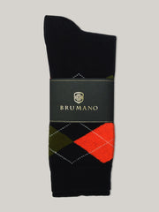 Black & Orange Horizontal Pattern Cotton Socks