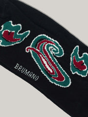 Black Paisley Patterned Cotton Socks