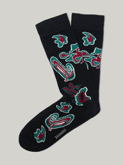 Black Paisley Patterned Cotton Socks