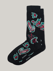 Black Paisley Patterned Cotton Socks