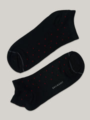 Black Polka Dot Cotton Ankle Socks