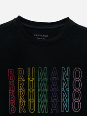 Black Printed Short Sleeves Casual T-Shirt