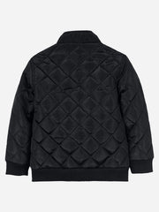 Black Quilted Mock Neck Casual Jacket