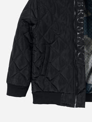 Black Quilted Mock Neck Casual Jacket