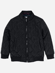 Black Quilted Mock Neck Casual Jacket