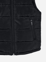 Black Sleeveless Casual Puffer Jacket