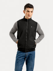 Black Sleeveless Zipper Jacket - Essential