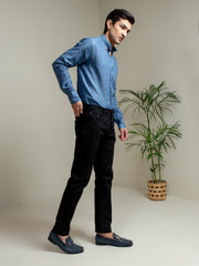 Black Slub Five Pocket Slim Fit Trouser