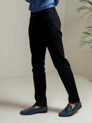 Black Slub Five Pocket Slim Fit Trouser