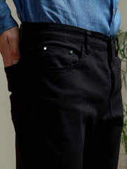 Black Slub Five Pocket Slim Fit Trouser