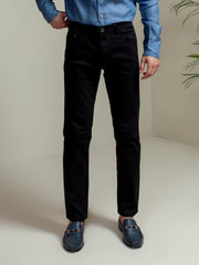 Black Slub Five Pocket Slim Fit Trouser