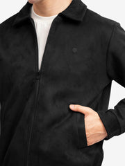 Black Suede Casual Collar Jacket