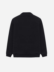Black Velour Textured Quilted Bomber Jacket - Junior
