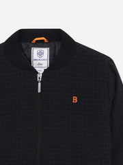 Black Velour Textured Quilted Bomber Jacket - Junior