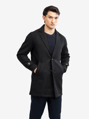 Black Wool Blended Over Coat