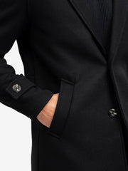 Black Wool Blended Over Coat
