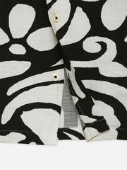 Black & Beige Abstract Printed Cuban Collar Shirt - Junior