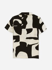 Black & Beige Bold Printed Cuban Collar Shirt - Junior
