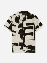 Black & Beige Bold Printed Cuban Collar Shirt - Junior