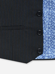 Black & Blue Structured Formal Vest With Bow - Junior