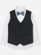 Black & Blue Structured Formal Vest With Bow - Junior