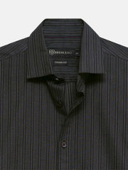 Black & Brown Striped Half Sleeve Shirt