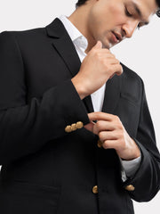 Black Formal Blazer With Golden Buttons