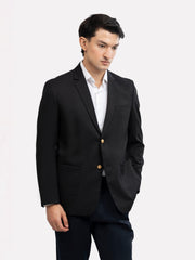 Black Formal Blazer With Golden Buttons
