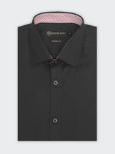 Black Formal Shirt With Inner Collar Detailing