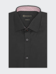 Black Formal Shirt With Inner Collar Detailing