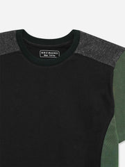 Black & Green T-shirt With Contrasting Rib - Junior