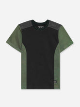 Black & Green T-shirt With Contrasting Rib - Junior