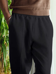Black Linen Blended Casual Pajama