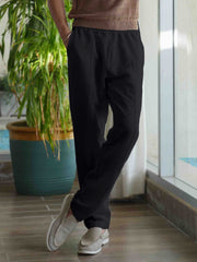 Black Linen Blended Casual Pajama