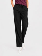 Black Linen Blended Casual Pajama - Women
