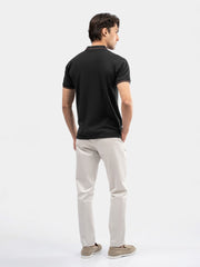 Black Multicolor Tipped Collar Pique Polo
