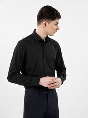 Black Self Striped Formal Shirt