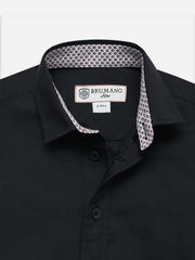 Black Shirt With Inner Collar Detail - Junior