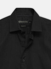 Black Slub Textured Half Sleeve Shirt