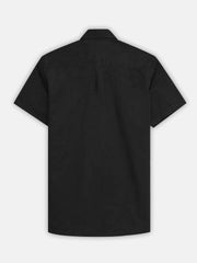 Black Slub Textured Half Sleeve Shirt