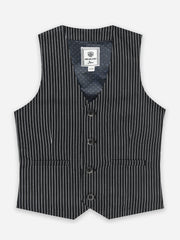 Black & White Striped Formal Vest With Bow - Junior