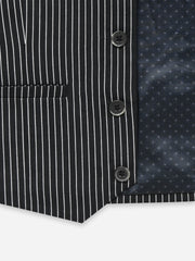 Black & White Striped Formal Vest With Bow - Junior