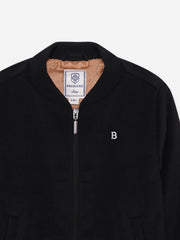 Black Wool Textured Light Bomber Jacket - Junior