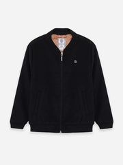 Black Wool Textured Light Bomber Jacket - Junior