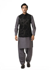 Black Bold Floral Waistcoat