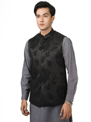 Black Bold Floral Waistcoat