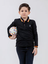 Black Contrasting Tipped Long Sleeve Pique Polo
