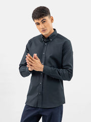 Black Cotton/Linen Button Down Shirt