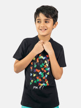 Black Graphic Printed 'Puzzle' Casual Tee